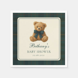 Guardanapo De Papel Classic Polo Tartan Teddy Bear Baby Shower