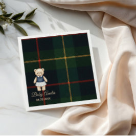 Guardanapo De Papel Classic Polo Teddy Bear Preppy Plaid Baby Shower 