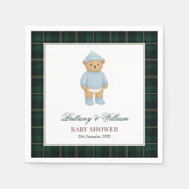 Guardanapo De Papel Classic Preppy Bear Designer Plaid Baby Shower