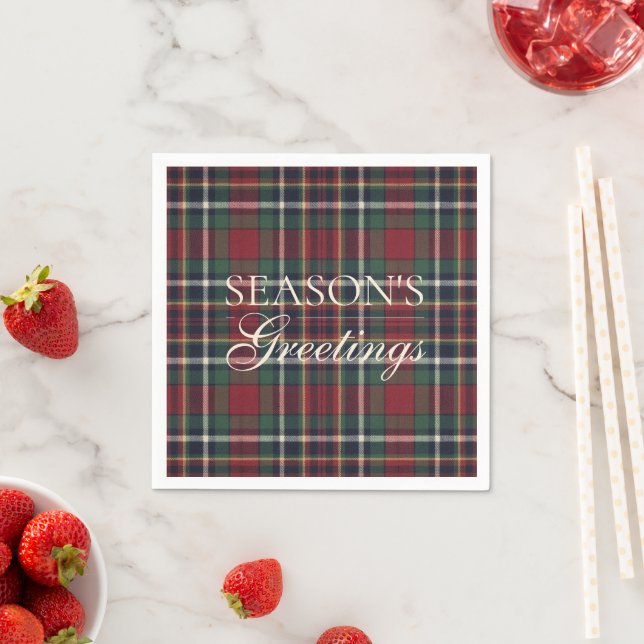 Guardanapo De Papel Classic Red Dark Blue Green Plaid Pattern (Insitu)