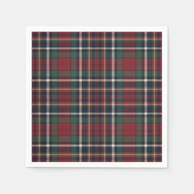 Guardanapo De Papel Classic Red Dark Blue Green Plaid Pattern (Frente)