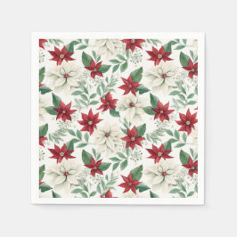 Guardanapo De Papel Classic Red & White Poinsettia Holiday