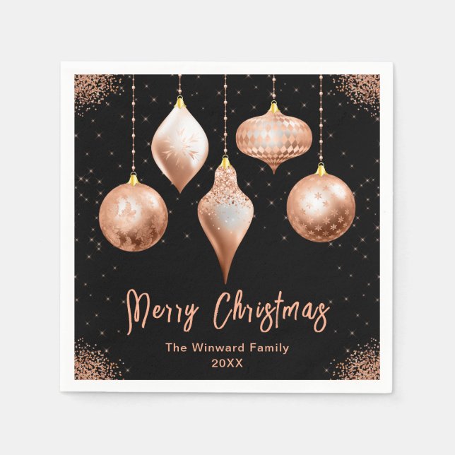Guardanapo De Papel Classic Rose Gold Ornament Christmas (Frente)