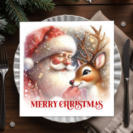Guardanapo De Papel Classic Santa Rudolph Christmas Party Napkins