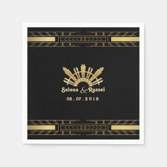 Guardanapo De Papel Clássica Beleza Arte Deco Casamento Napkins (Frente)