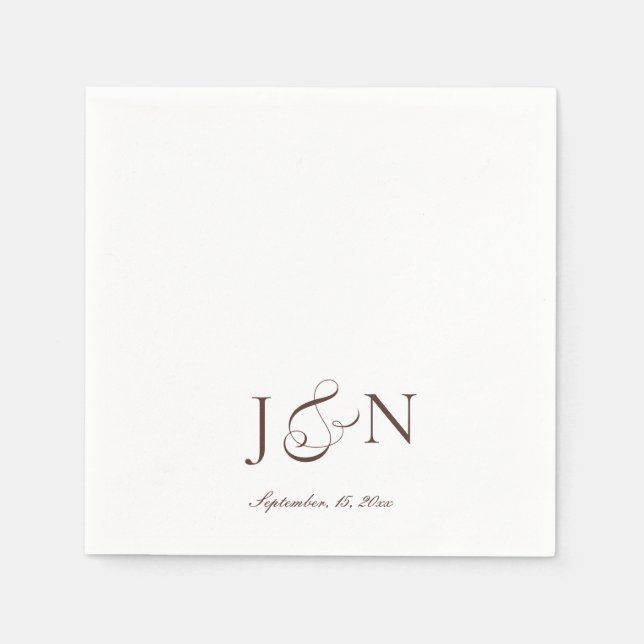 Guardanapo De Papel Clássica Caligrafia de Casamento em Script Marrom  (Frente)