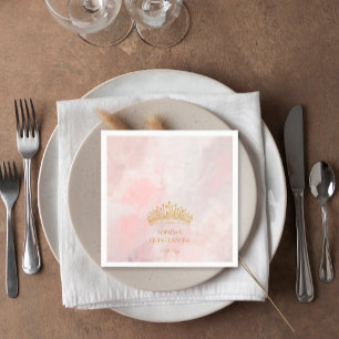 Guardanapo De Papel Clássica Coroa Rosa Quinceanera Personalizada