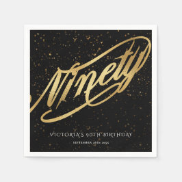 Guardanapo De Papel Clássica de Caligrafia Negra Dourada de Confetti