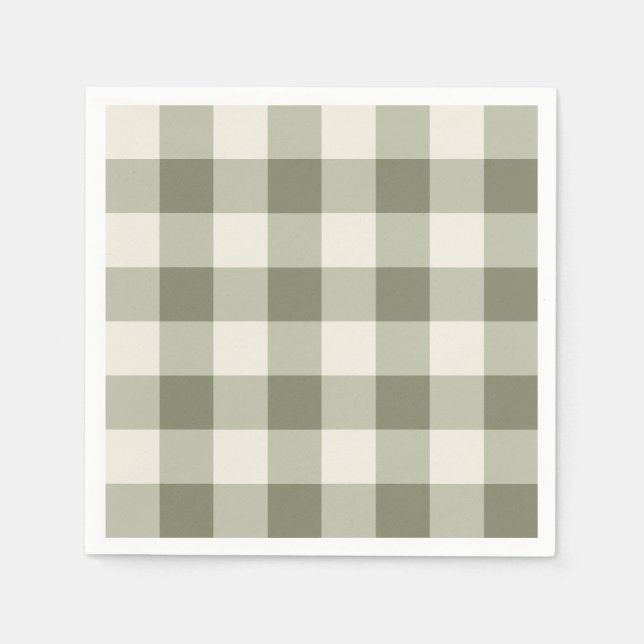 Guardanapo De Papel Clássica Farmhouse Verde Gingham Style Napkins (Frente)