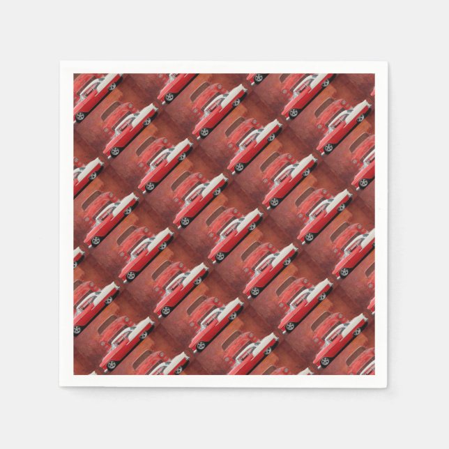 Guardanapo De Papel Clássico Carro Chevy Bel Air Dodge Red White Vinta (Frente)