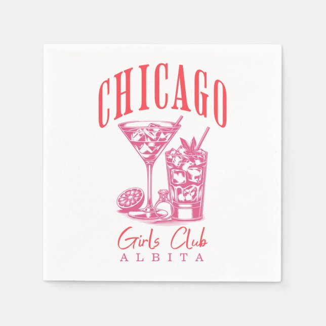 Guardanapo De Papel Clássico de bachelorette chicago personalizado (Frente)
