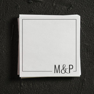 Guardanapo De Papel Clássico de Casamento Mínimo Negro e Branco
