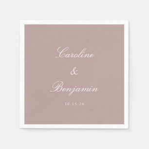 Guardanapo De Papel Clássico Dusty Mauve Script Elegante Casamento Per