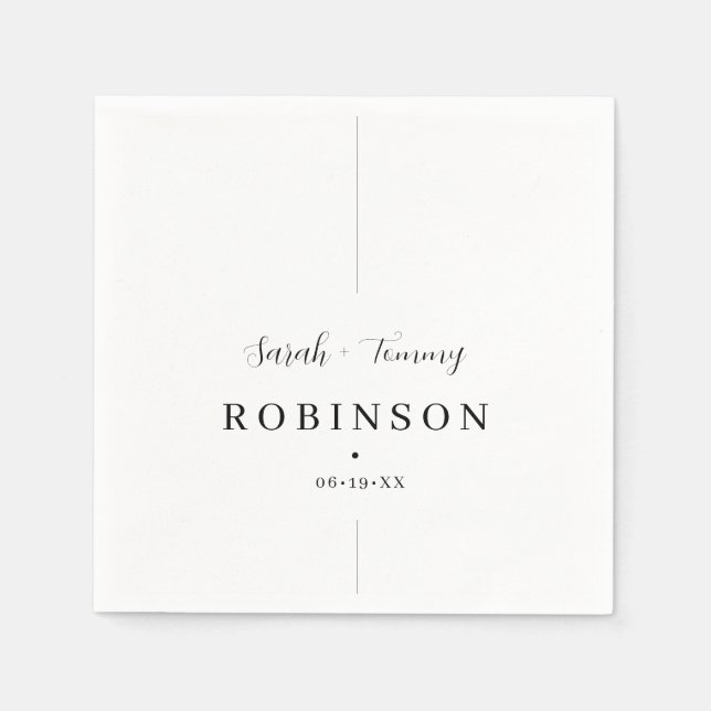 Guardanapo De Papel Clássico Elegante com Stripes Wedding (Frente)