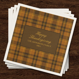 Guardanapo De Papel Clássico Elegante de Plaid de Ação de Graças Vinta