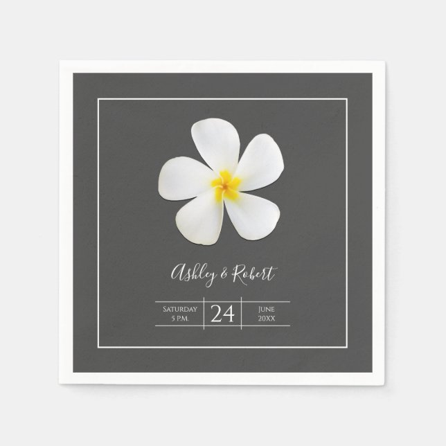 Guardanapo De Papel Clássico Formal Moderno, Branco sobre Cinzas Escur (Frente)