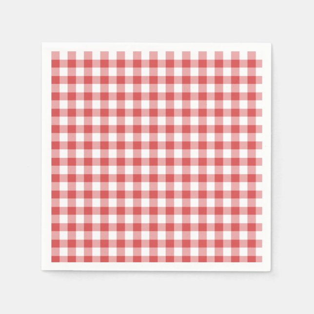 Guardanapo De Papel Clássico Gingham Coral Red (Frente)