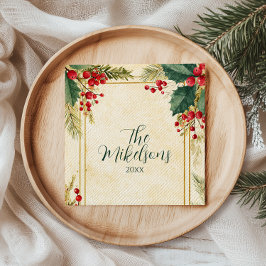 Guardanapo De Papel Clássico Holly Berry - Festa de Natal