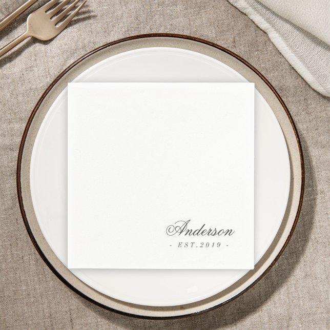 Guardanapo De Papel Clássico Nome Personalizado Casamento Script Elega (Criador carregado)