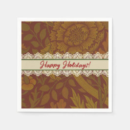 Guardanapo De Papel Clássico Nostálgico William Morris. Feriado Dourad