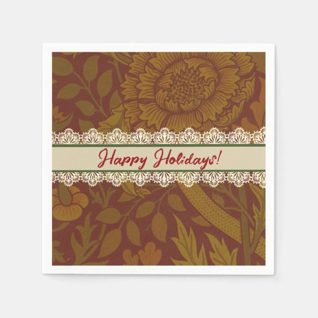 Guardanapo De Papel Clássico Nostálgico William Morris. Feriado Dourad (Frente)