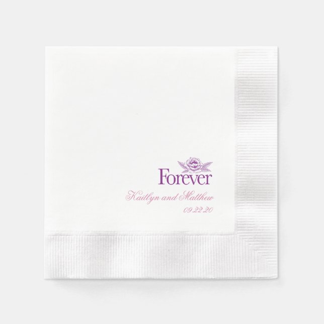 Guardanapo De Papel Clássico Purpl Pur Wedding Floral (Frente)
