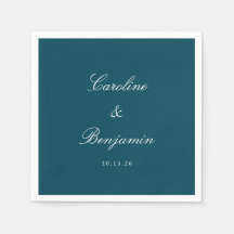 Clássico Script Teal Elegante Casamento Personaliz