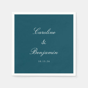 Guardanapo De Papel Clássico Script Teal Elegante Casamento Personaliz