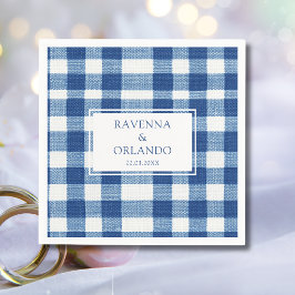 Guardanapo De Papel Clássico Xadrez Azul Bebê Azul Marinho Casamento