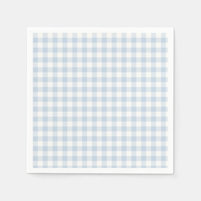 Guardanapo De Papel Clássico Xadrez de Outono Antigo | Azul Desbotado (Frente)