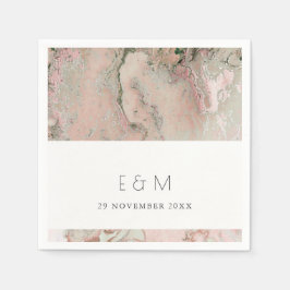GUARDANAPO DE PAPEL CLASSY PINK DUSKY ROSA AGATE MONOGRAMA