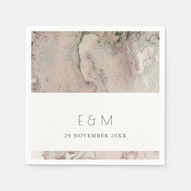 GUARDANAPO DE PAPEL CLASSY PINK DUSKY ROSA AGATE MONOGRAMA (Frente)