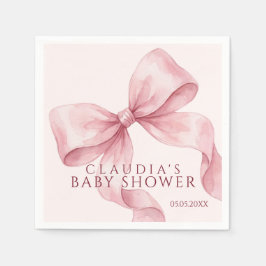 Guardanapo De Papel Classy Pink Watercolor Bow Baby Shower