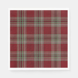 Guardanapo De Papel Classy Vintage Red Green Textured Tartan Plaid 
