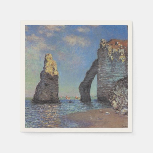 Guardanapo De Papel Claude Monet CliFF em Etretat Impressionista Paint (Frente)