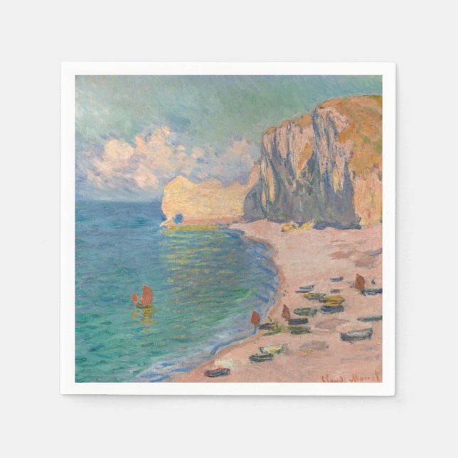 Guardanapo De Papel Claude Monet - Etretat: Praia e Falaise d'Amont (Frente)