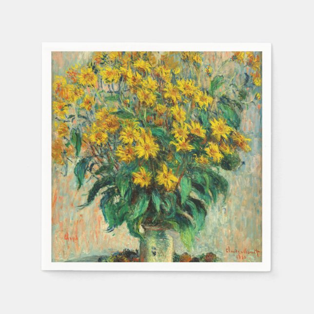 Guardanapo De Papel Claude Monet - Flores de Alcachofra de Jerusalém (Frente)