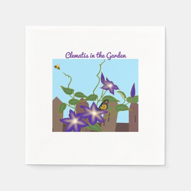 Guardanapo De Papel Clematis Vine in the Garden (Frente)