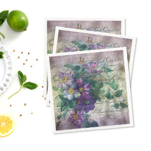 Guardanapo De Papel Clematis Vine Manuscrito Ephemera Decoupage