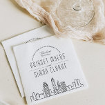 Guardanapo De Papel Cleveland Deco Skyline | Evento de Casamento Napki<br><div class="desc">Um conjunto único de guardanapos jantados, com o tema do horizonte, adaptado especificamente ao seu futuro casamento na bela cidade de Cleveland, Ohio. Eles apresentam uma saudação no topo, seguida pelo nome e data da cidade. Esta é seguida pelos nomes da noiva e do noivo em uma fonte única e...</div>