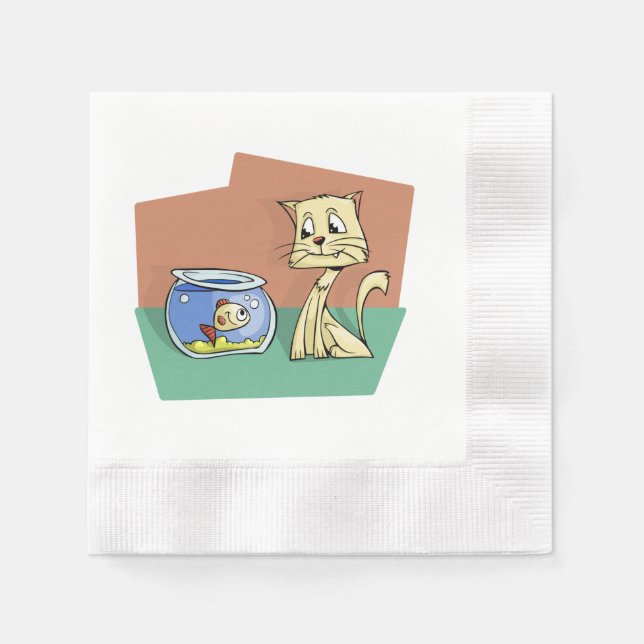 Guardanapo De Papel Clipe de gato e de tigela (Frente)