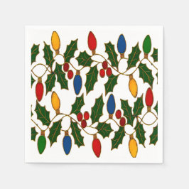 Guardanapo De Papel Cloisonne Art Christmas Lights and Holly