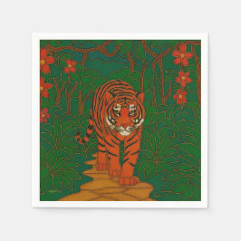 Guardanapo De Papel Cloisonne Art Tiger on the Jungle Path