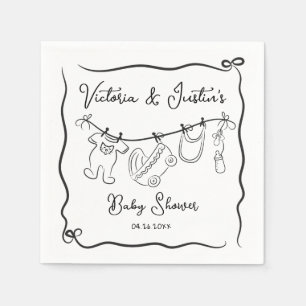 Guardanapo De Papel Clothesline do Chá de fraldas de Boas-vindas do Wh