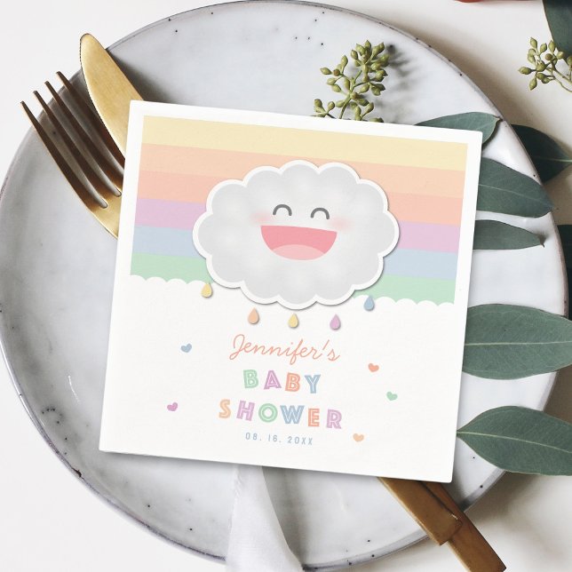 Guardanapo De Papel Cloud Cute Raindroula Gênero Chá de fraldas Neutro (Criador carregado)