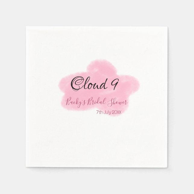 Guardanapo De Papel Clouds nine red pastel bridal shower namedate (Frente)