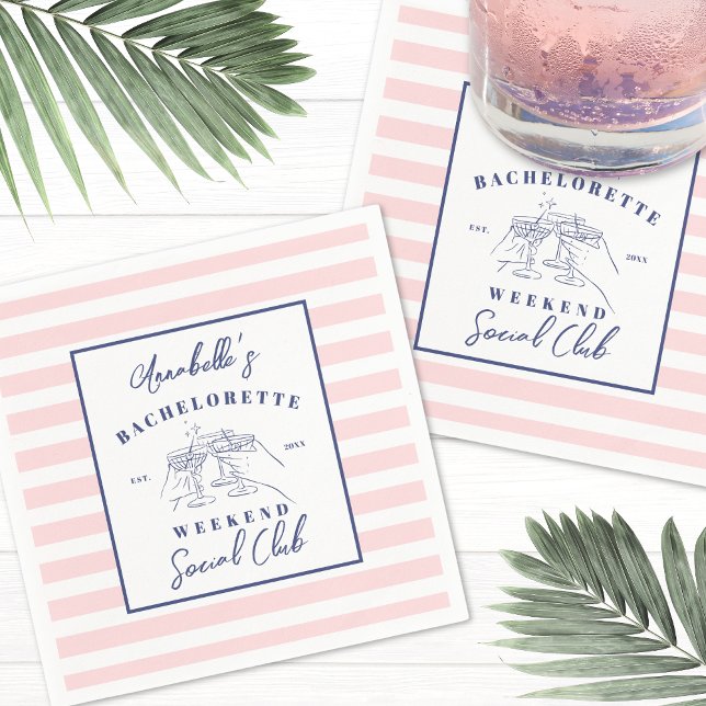 Guardanapo De Papel Clube Social Despedida de Solteira Preppy (Social Club Preppy Bachelorette Party Napkins)