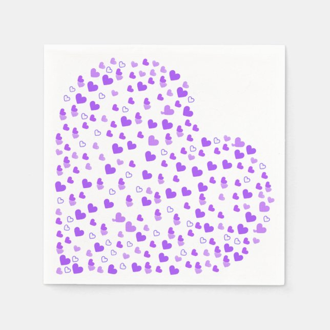 Guardanapo De Papel Cluster com Coração Roxo (Frente)
