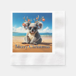 Guardanapo De Papel Coala numa praia arenosa Feliz Natal