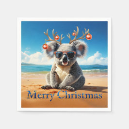 Guardanapo De Papel Coala numa praia arenosa Feliz Natal